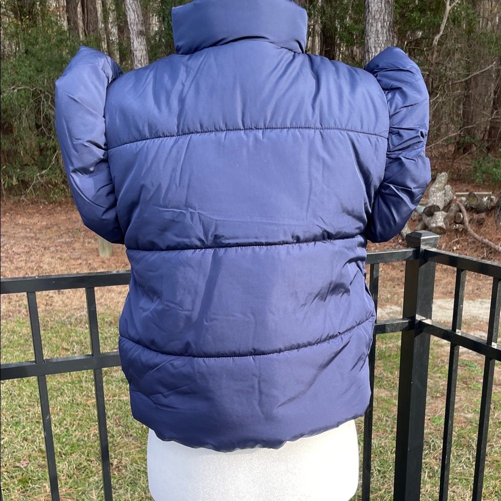 Blu Pepper Navy Bow  Front Quilted Zippered Puffer Vest - Picture 6 of 9